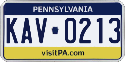 PA license plate KAV0213