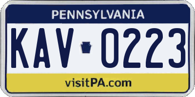 PA license plate KAV0223