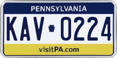 PA license plate KAV0224