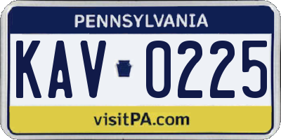 PA license plate KAV0225