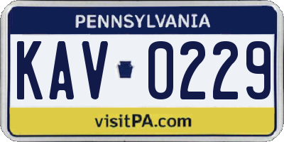 PA license plate KAV0229