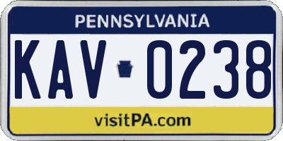 PA license plate KAV0238
