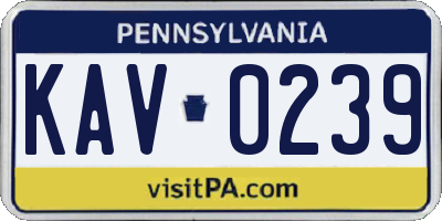PA license plate KAV0239