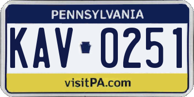 PA license plate KAV0251