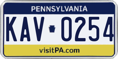 PA license plate KAV0254