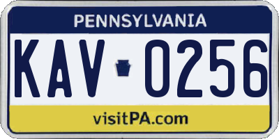 PA license plate KAV0256