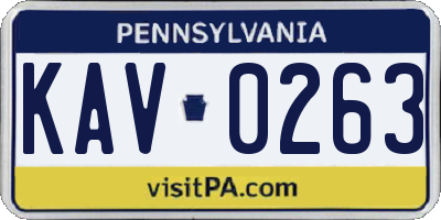 PA license plate KAV0263