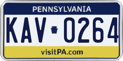 PA license plate KAV0264