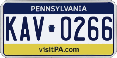 PA license plate KAV0266