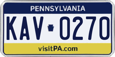 PA license plate KAV0270