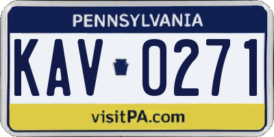PA license plate KAV0271