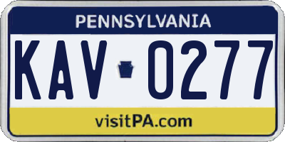PA license plate KAV0277