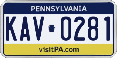 PA license plate KAV0281