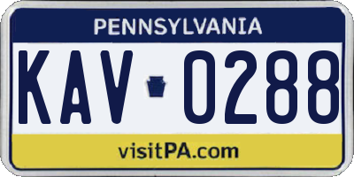 PA license plate KAV0288