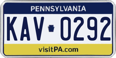 PA license plate KAV0292