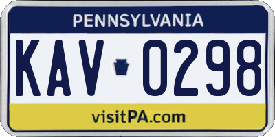 PA license plate KAV0298