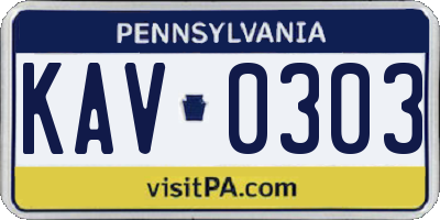 PA license plate KAV0303