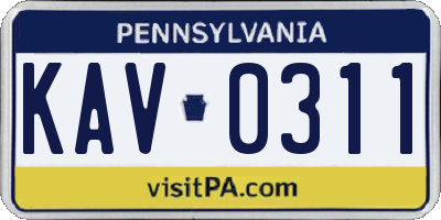 PA license plate KAV0311