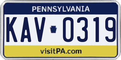 PA license plate KAV0319