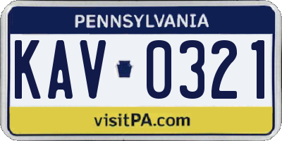 PA license plate KAV0321
