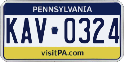 PA license plate KAV0324