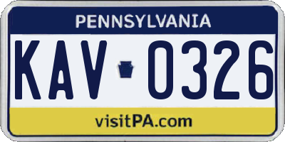 PA license plate KAV0326
