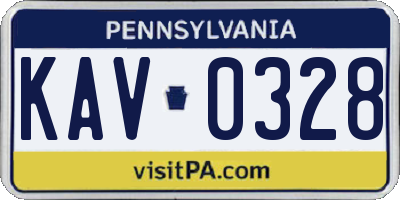 PA license plate KAV0328