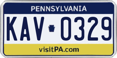 PA license plate KAV0329