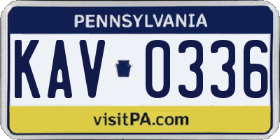 PA license plate KAV0336