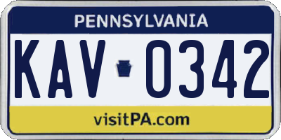 PA license plate KAV0342