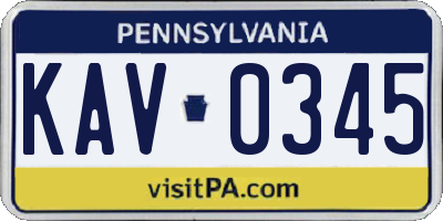 PA license plate KAV0345