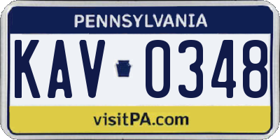PA license plate KAV0348