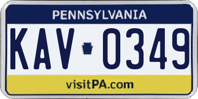 PA license plate KAV0349