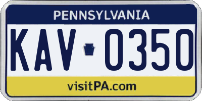 PA license plate KAV0350