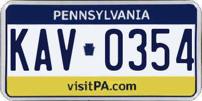 PA license plate KAV0354
