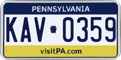 PA license plate KAV0359