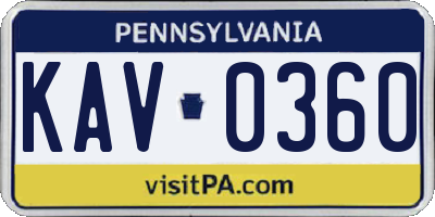 PA license plate KAV0360