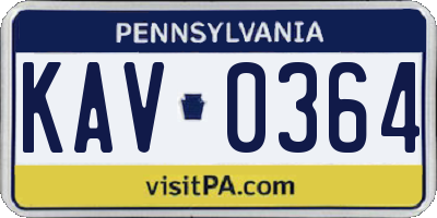PA license plate KAV0364