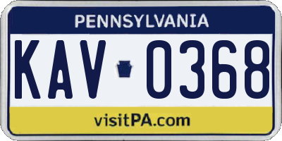 PA license plate KAV0368