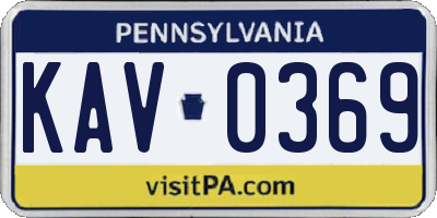 PA license plate KAV0369