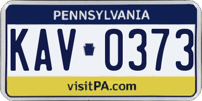 PA license plate KAV0373