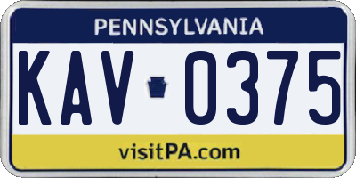 PA license plate KAV0375