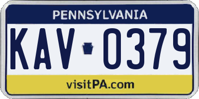 PA license plate KAV0379