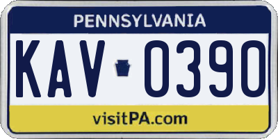 PA license plate KAV0390