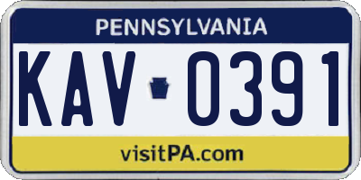 PA license plate KAV0391