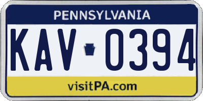 PA license plate KAV0394
