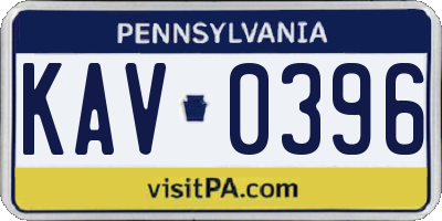 PA license plate KAV0396