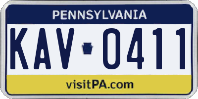PA license plate KAV0411