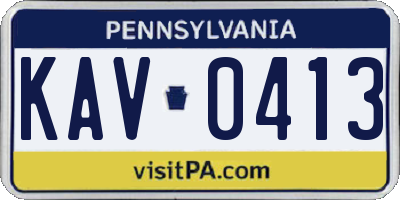 PA license plate KAV0413