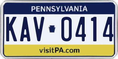 PA license plate KAV0414